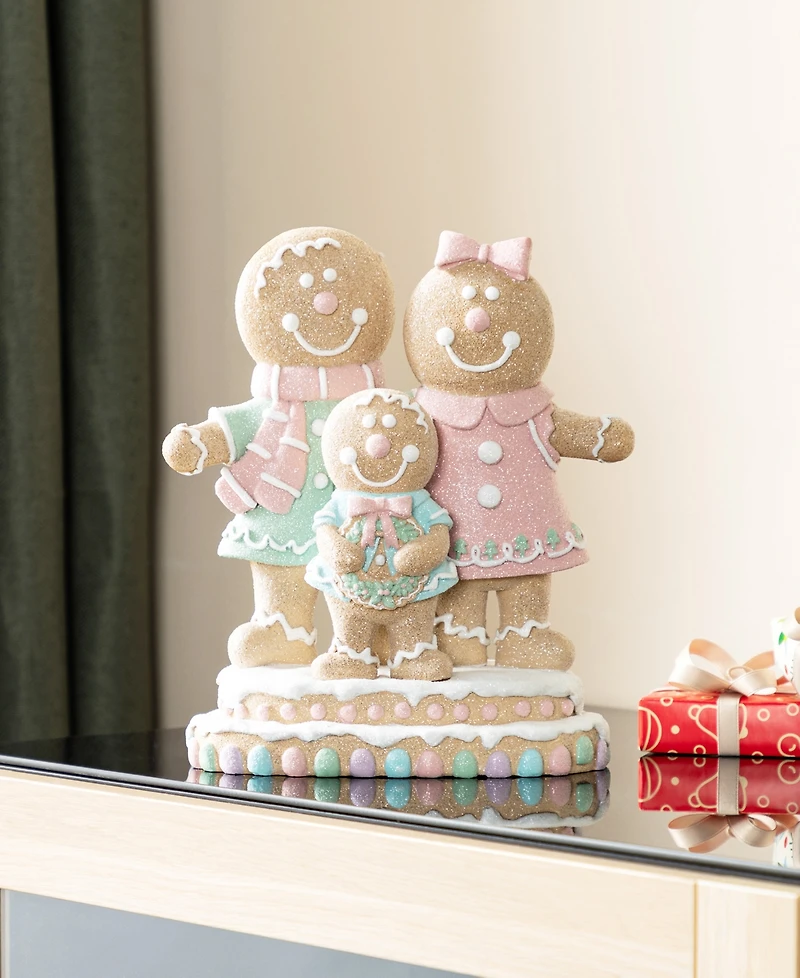 Glitzhome 10.25" Resin Christmas Gingerbread Man Family Figurine