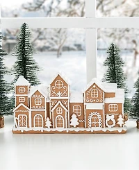 Glitzhome 12" Resin Christmas Gingerbread Townhouse Figurine