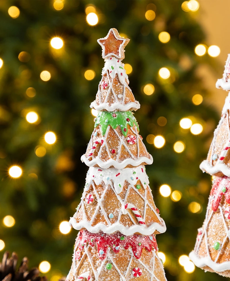 Glitzhome Resin Christmas Tree Figurine, Set of 2