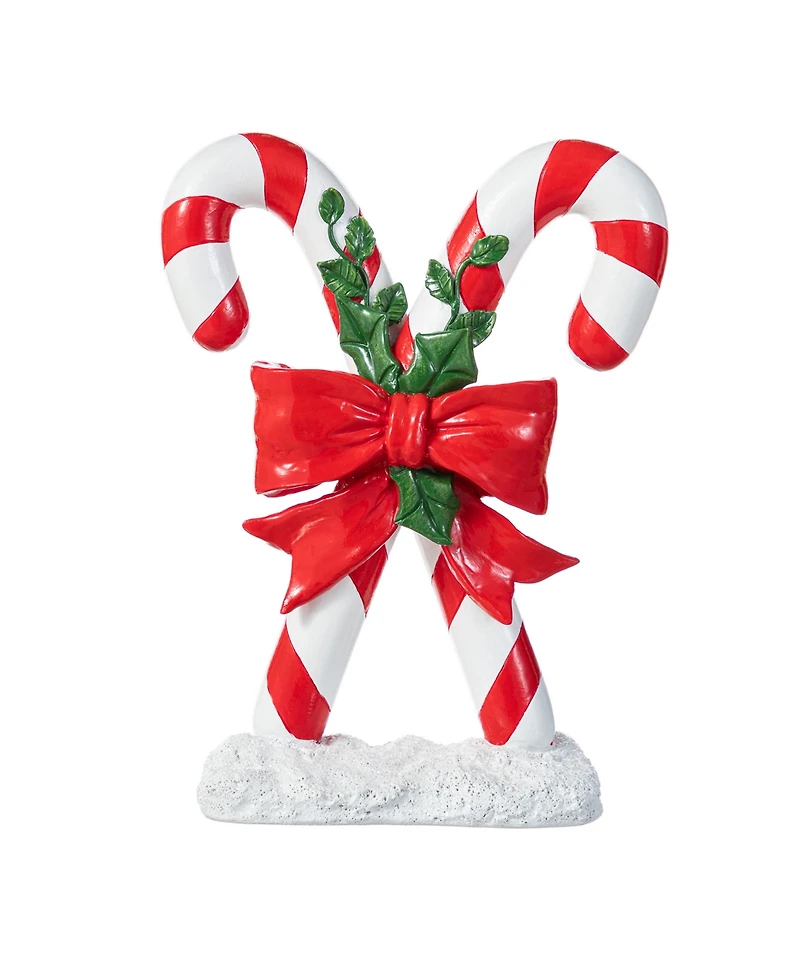Glitzhome 10" Resin Christmas Candy Cane Figurine