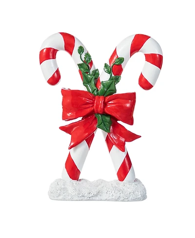 Glitzhome 10" Resin Christmas Candy Cane Figurine