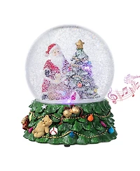 Glitzhome 150mm Lighted Resin Christmas Musical Snowflakes Santa Water Globe