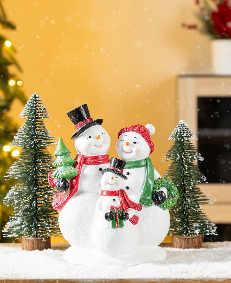 Glitzhome 10.25" Resin Christmas Snowman Family Figurine