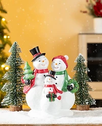 Glitzhome 10.25" Resin Christmas Snowman Family Figurine