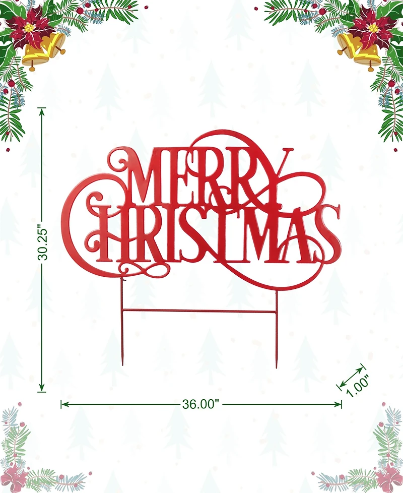Glitzhome 36" Metal Oversized Christmas "Merry Christmas" Yard Stake