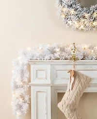 Glitzhome 6 ft Pre-Lit Snow Flocked Pine Christmas Garlands, Set of 2