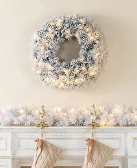 Glitzhome 9 ft Pre-Lit Snow Flocked Pine Christmas Garland
