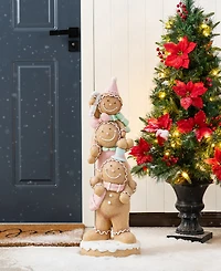 Glitzhome 29.25" Resin Christmas Macaron Stacked Gingerbread Man Porch Decor