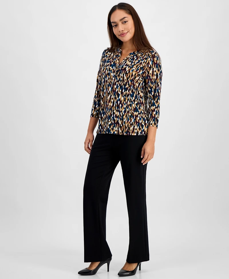 Ak Anne Klein Petite Printed Henley Top