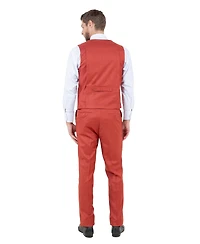 Stacy Adams Men's Solid Textured 3-Piece Jacket With Solid Vest And Pants Suit Notch Lapel