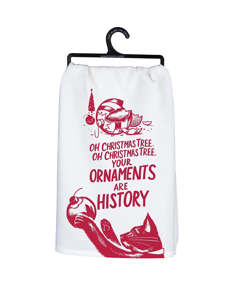 Primitives by Kathy Your Ornaments Are History Cat Kitchen Towel