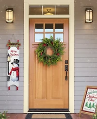 Glitzhome 42" Wooden Christmas Snowman Sleigh Porch Sign