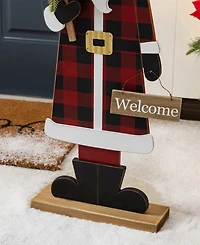 Glitzhome 35.75" Lighted Wooden Africa Santa Porch Decor