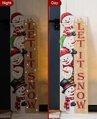 Glitzhome 41.75" Lighted Wooden Christmas Let It Snow Stack Snowman Porch Decor