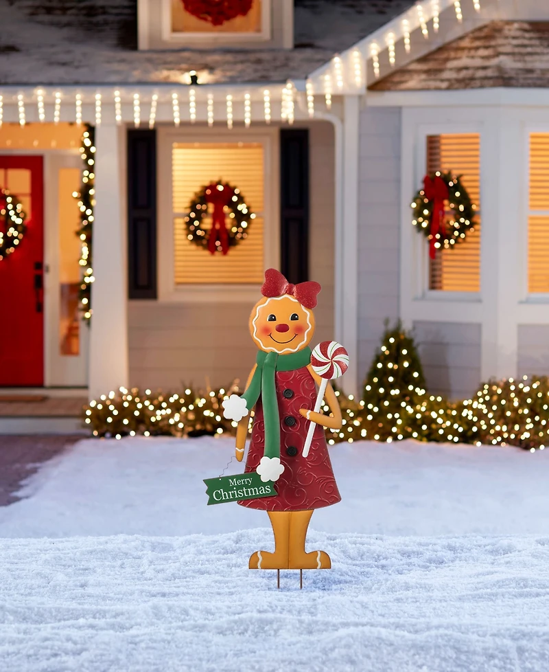 Glitzhome 36" Metal Christmas Gingerbread Man Yard Stake