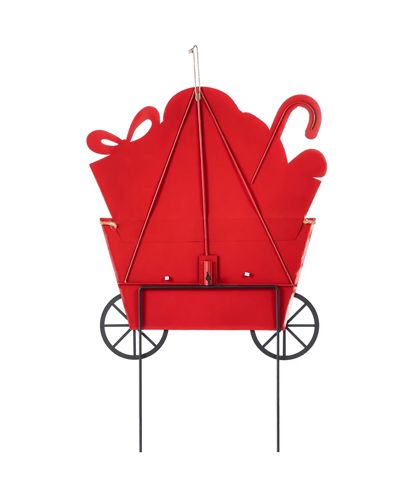 Glitzhome 24" Metal Christmas Dog and Gift Cart Yard Stake