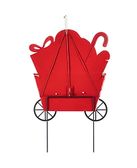 Glitzhome 24" Metal Christmas Dog and Gift Cart Yard Stake