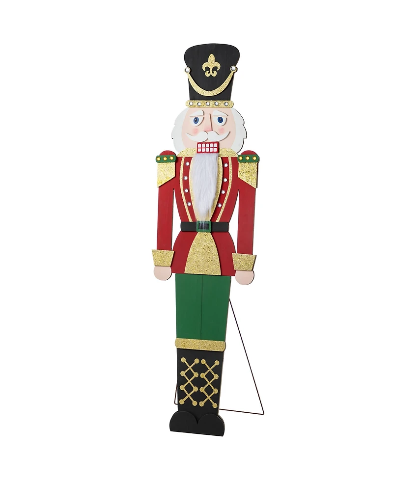 Glitzhome 60" Wooden Christmas Traditional Nutcracker Porch Decor