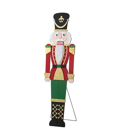 Glitzhome 60" Wooden Christmas Traditional Nutcracker Porch Decor