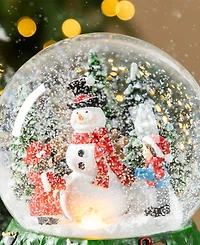 Glitzhome 150mm Lighted Resin Christmas Musical Snowflakes Snowman Water Globe