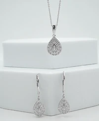 Diamond Teardrop Cluster Drop Earrings (1/4 ct. t.w.) in Sterling Silver, Macy's Exclusive
