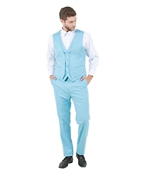 Stacy Adams Men's Solid Textured 3-Piece Jacket With Vest And Pants Suit Notch Lapel