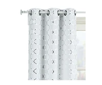 Kate Aurora 2 Pack Metallic Silver & White Lattice Clover Ultra Luxurious Window Curtains - 38 in. W x in. L