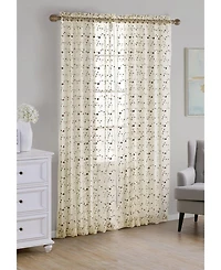Kate Aurora 1 Piece Shabby Chic Elegant Vintage Rose Embroidered Floral Rod Pocket Sheer Curtain Panel