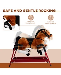 Qaba Plush Toddlers Spring Rocking Horse with Realistic Sounds,