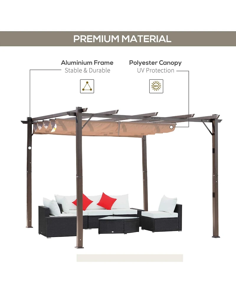 Outsunny 10' x 10' Pergola with Retractable Shade Canopy, Aluminum