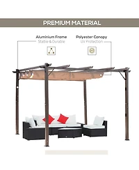 Outsunny 10' x 10' Pergola with Retractable Shade Canopy, Aluminum