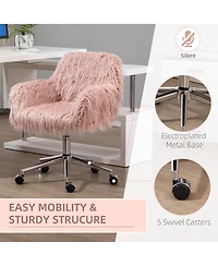 Vinsetto Faux Fur Home Office Chair, Vanity Chair w/ Adjustable Height,