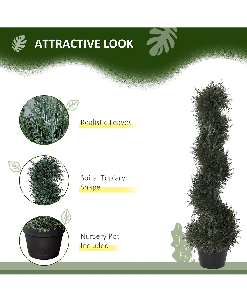 Outsunny 3FT Topiary Artificial Faux Cedar Tree Plant w Nursery Pot