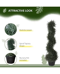 Outsunny 3FT Topiary Artificial Faux Cedar Tree Plant w Nursery Pot