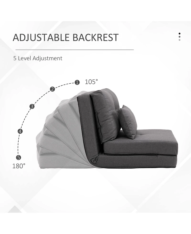 Homcom 2-in-1 Floor Lazy Sofa with 5 Position Adjustable Backrest, Dark