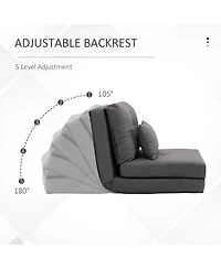 Homcom 2-in-1 Floor Lazy Sofa with 5 Position Adjustable Backrest, Dark