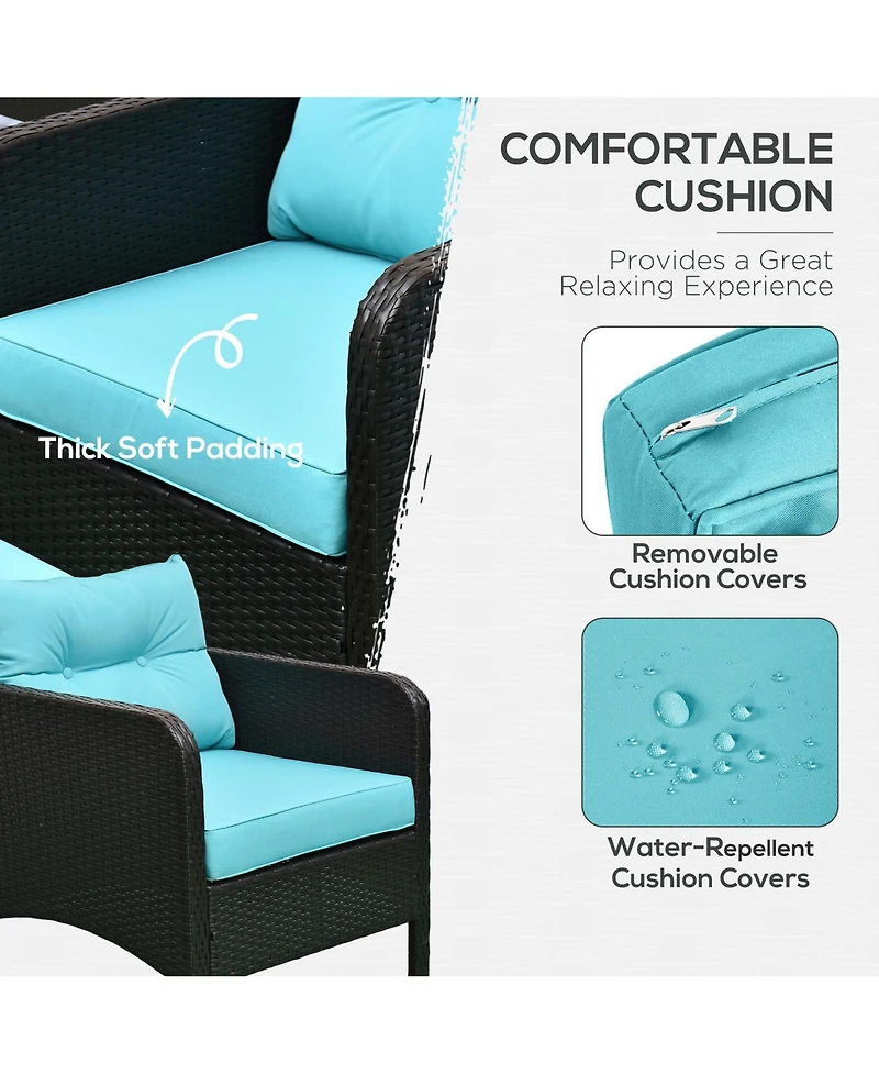 Outsunny 5pcs Outdoor Patio Furniture Set All Weather Wicker Conversation Set
