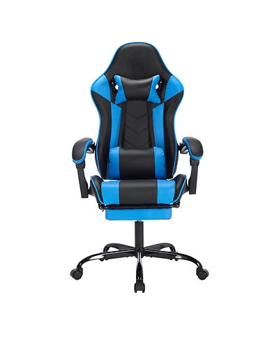 Streamdale Furniture Gaming Chair with Footrest Headrest & Lumbar Support - Black/Blue
