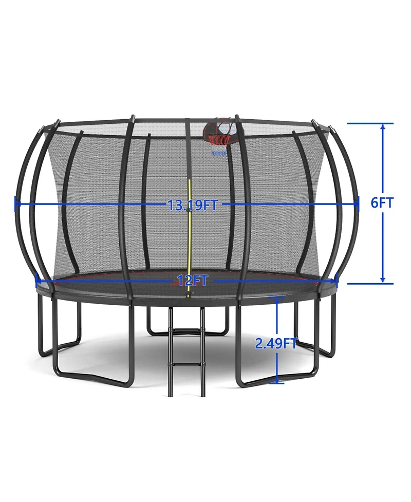 Streamdale Furniture 12FT trampoline Pumpkin- ladder-Black Red