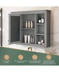 Casainc 35" x 27.5" Bathroom Mirror Cabinet with 6 Open Shelves, Wall Mounted Medicine (No Vanity)