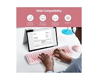 risokeys Cute Colorful Keyboard and Mouse Wireless Silent, Full-Size Retro Typewriter Wireless Quiet Slim Keyboard Low-Noise 2.4GHz for Computer