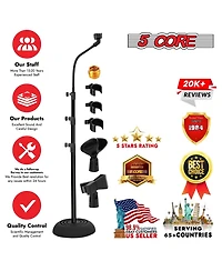 5Core Mic Stand Pair Floor Adjustable Universal Heavy Duty Gooseneck Microphone Stands Round Base Soporte De micrA fono