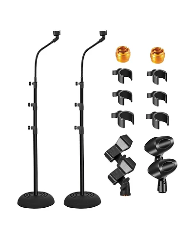 5Core Mic Stand Pair Floor Adjustable Universal Heavy Duty Gooseneck Microphone Stands Round Base Soporte De micrA fono