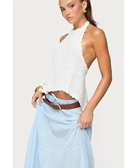 Edikted Womens Ivey Backless Crochet Halter Top
