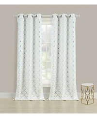 Kate Aurora 2 Pack Cotton Blend Shabby Metallic Quatrefoil Lattice Ultra Luxurious Grommet Top Window Curtain Panels - 38 in. W x L