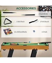 Soozier 40'' Mini Pool Table Set Tabletop Billiards Game, Easy Folding with Cues