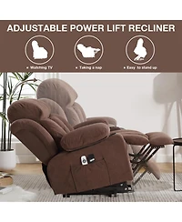 Power Lift Recliner Chair with Heat and Massage Electric Fabric for Elderly