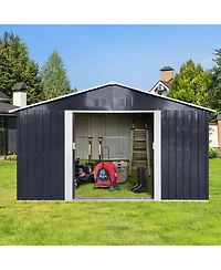 Streamdale Furniture Metal garden sheds 11.2ftx10.6ft outdoor storage sheds Grey with window