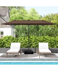 Gymax 13FT Double-sided Patio Umbrella w/ Solar Lights Crank Handle Umbrella Base