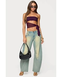 Edikted Women's Cayden Low Rise Washed Barrel Jeans